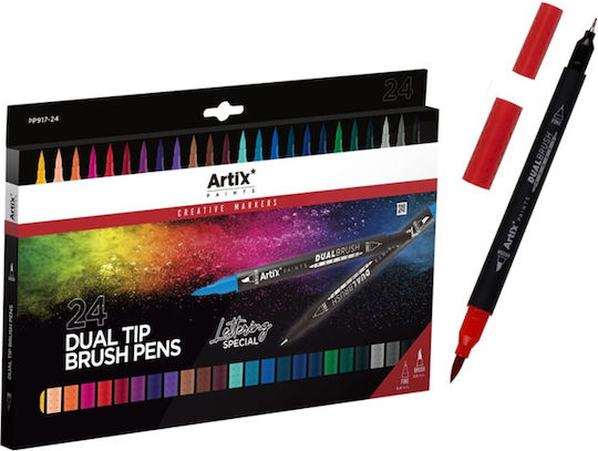 Artix Water Drawing Markers with Dual Tip Set 24 Colours