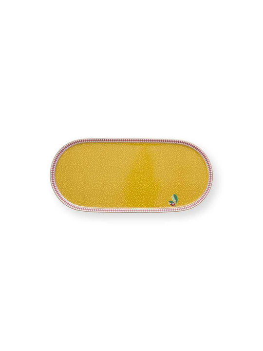 PiP Studio Oval Porcelain Serving Tray La Majorelle Yellow 25x12cm