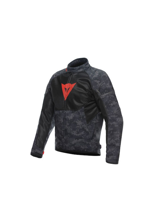 Dainese Ignite Air Tex Sommer Herren Motorradjacke Camo-Gray / Black / Fluo Red