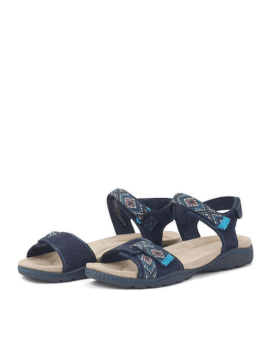Amanda Sprint Leather Women's Flat Sandals Anatomic in Navy Blue Color