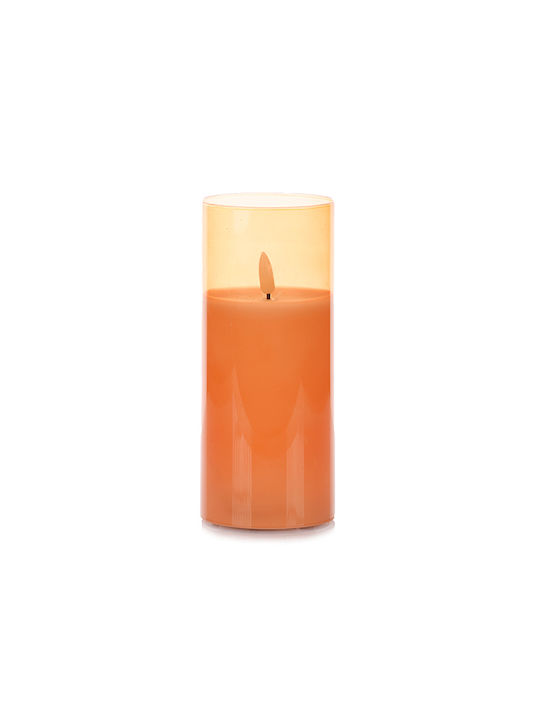 Διακοσμητικό Φωτιστικό Κερί LED σε Πορτοκαλί Χρώμα
