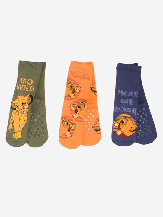 Cimpa Non-slip Kids' Long Socks Lion King Multicolored 3 Pairs