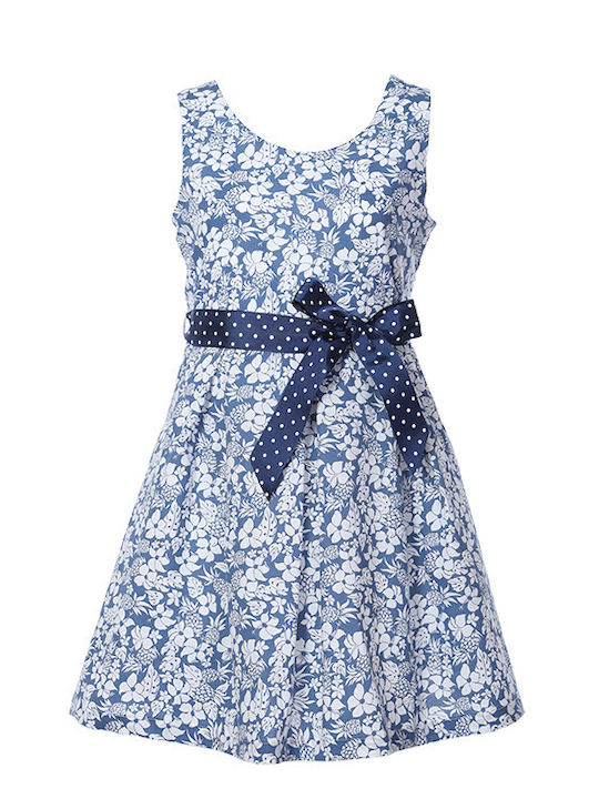 Matoufrance Luchia Παιδικό Φόρεμα Floral Αμάνικο Μπλε