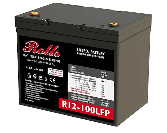 Rolls Photovoltaic Battery Sealed Deep Cycle 12.8V 100Ah (R12-100LFP)