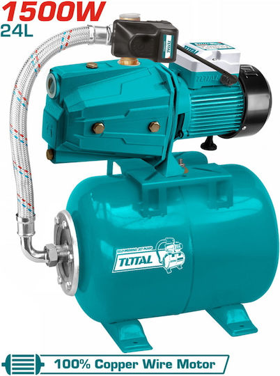 Total TWP415006 Single Phase Water Pressure Pump with Horizontal 24 Litre Container 2hp
