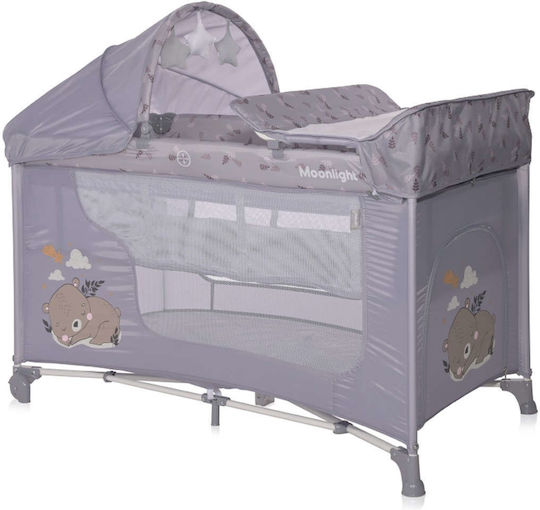 Lorelli Moonlight Plus Laufstall 2 Ebenen mit Wickeltisch & Matratze Gray 126x70cm
