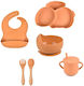 Feeding Set Bunny made of Silicone with Non-Slip Base Orange 6pcs for 6+ months