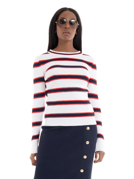 Only Long Sleeve Women's Blouse Striped White/Blue/Red
