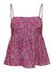 Only Women's Summer Blouse Sleeveless with V Neckline Pink