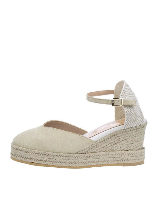 Sante Women's Leather Platform Espadrilles Beige