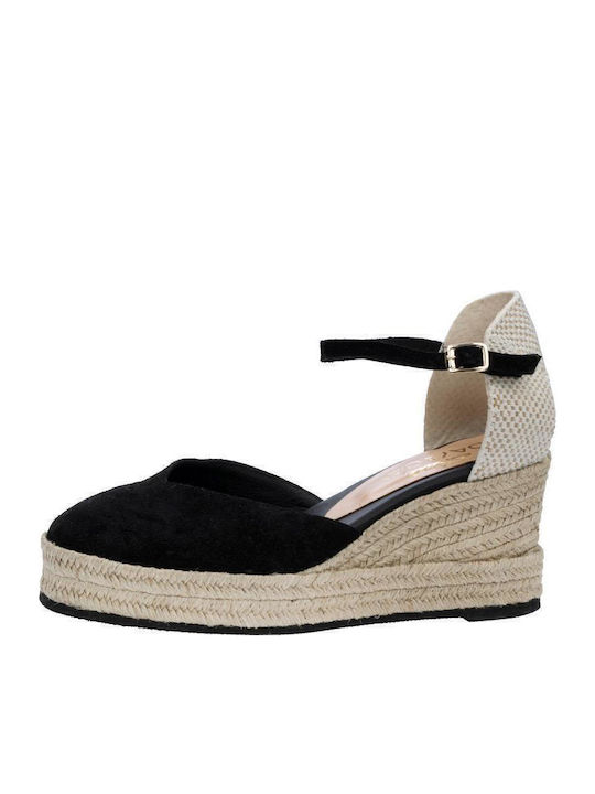 Sante Women's Leather Platform Espadrilles Black