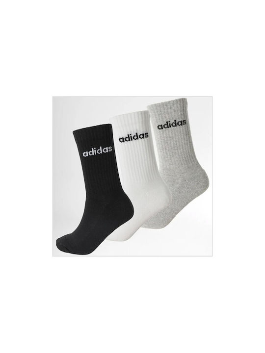 Adidas Linear Αθλητικές Κάλτσες Πολύχρωμες 3 Ζεύγη
