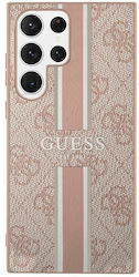 Guess 4G Printed Stripe Plastic / Fabric Back Cover Pink (Galaxy S23 Ultra)