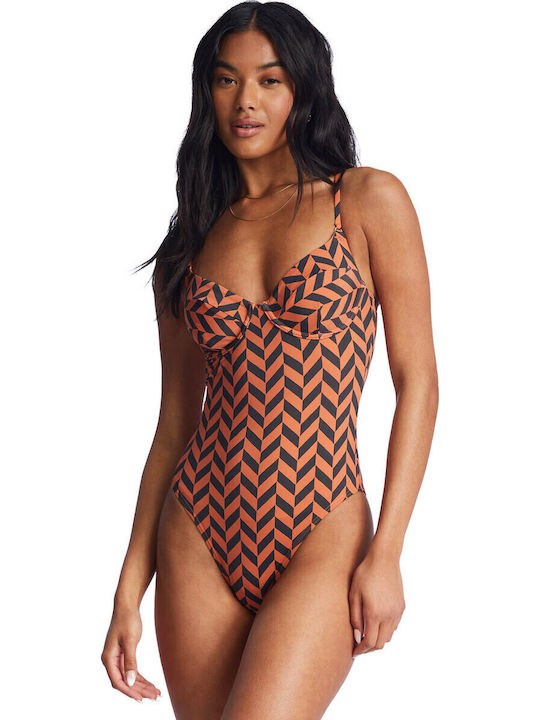Cross Step One-Piece Swimsuit Orange