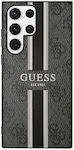 Guess 4G Printed Stripe Plastic / Fabric Back Cover Black (Galaxy S23 Ultra)