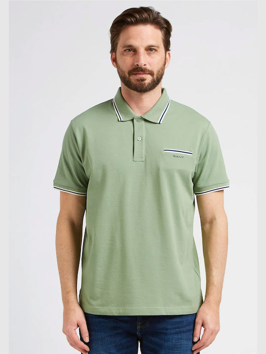 Gant Ανδρικό T-shirt Polo Χακί