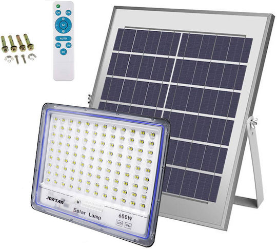 Jortan Στεγανός Ηλιακός Προβολέας LED 600W Ψυχρό Λευκό 6500K με Τηλεχειριστήριο IP66