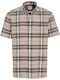 Short-sleeved Cotton Shirt Checked Brown