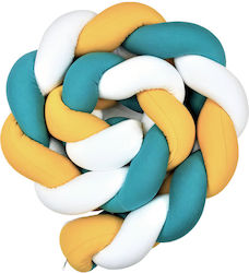 Baby Star Crib Bumpers Braided Inside Yellow- Petrol Blue - White 19x200cm