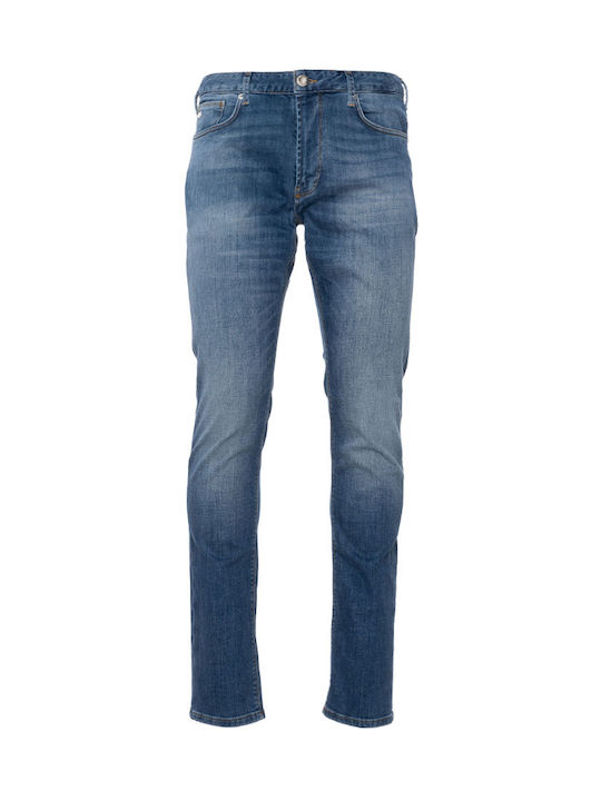 Men's Elastic Jeans Pants with Slim Fit Blue