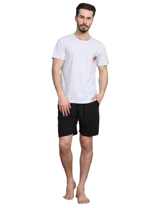 Gazzaz men's short-sleeved pyjama with shorts "8 Deadly Seas for the Brave"-811325 Grey Melange