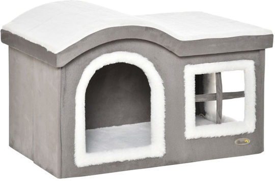 Pawhut Căsuță Pentru Pisici Gri 63.5x37x40cm