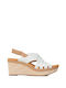 Clarks Women's Leather Ankle Strap Platforms White