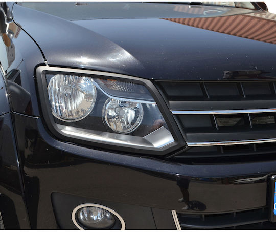 Μάσκες Φαναριών Μπροστινές για Volkswagen Amarok Διακοσμητικές Γρίλιες Μπροστινών Φαναριών για VW Amarok Σετ Μαύρες 2010+ & 2017+