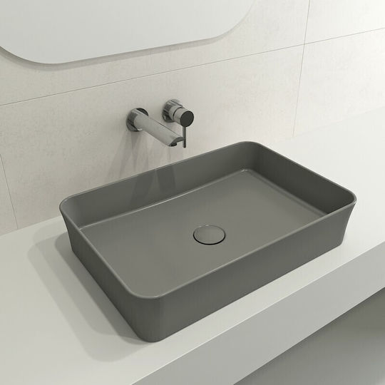 Bocchi Sottile Надеждна мивка Порцелан 54.8x37.2x11.5см Matt Grey Bocchi Sottile Надеждна мивка Порцелан 54.8x37.2x11.5см Matt Grey