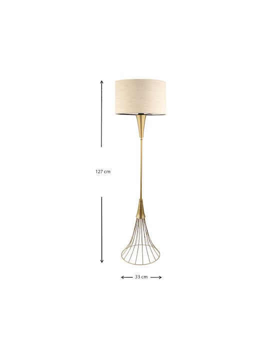 Megapap Olde Lampa de podea Î127xL33cm. cu Soclu pentru Bec E27 Auriu