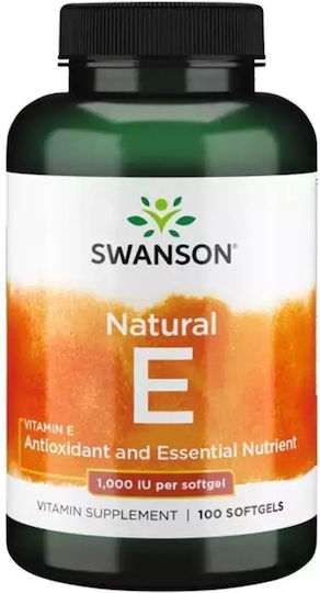 Swanson Vitamin E Βιταμίνη για τo Δέρμα & Αντιοξειδωτική δράση 1000iu 100 μαλακές κάψουλες