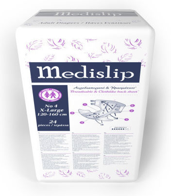Mediform Medislip Incontinence Diapers Αεροδιαπέρατες & Υφασμάτινες XLarge 5x24pcs