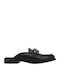 Scarlett Flat Leather Mules in Black Color