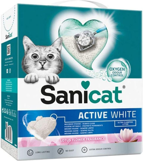 Sanicat Active White Άμμος Γάτας Μπετονίτης με Άρωμα Λουλουδιών 6lt