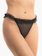 Γυναικεία String 2Pack με Δαντέλα Μαύρα
