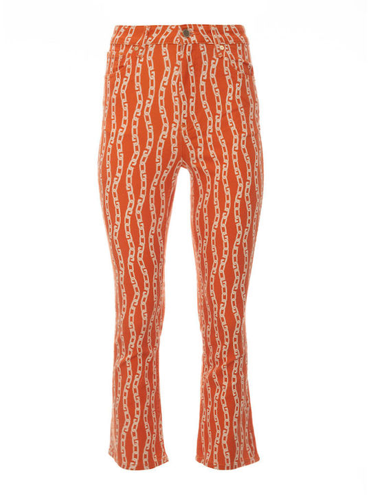 Gant Γυναικείο Βαμβακερό Παντελόνι Καμπάνα Πορτοκαλί