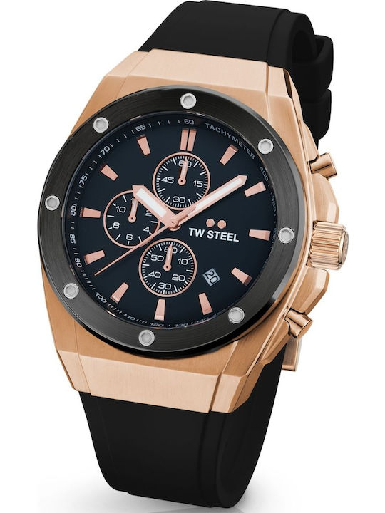 TW Steel Men's Watch 44mm Chronograph Battery with Black Metal