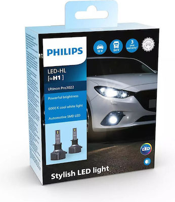 Philips Lămpi Autoturismului Ultinon Pro 3022 H1 LED 6000K Alb rece 12V / 24V 2buc