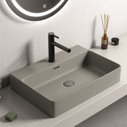 Inter Ceramic ICB Επικαθήμενος Νιπτήρας Πορσελάνης 50x42x13cm Γκρι