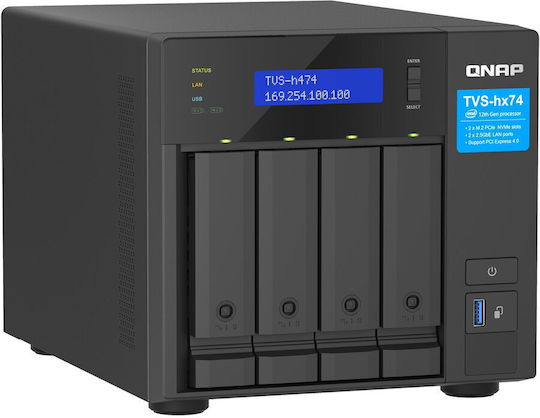 QNap TVS-h474 NAS Tower με 4 θέσεις για HDD/M.2/SSD και 2 θύρες Ethernet