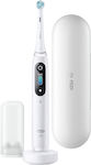 Oral-B IO Series 8 Periuță de dinți electrică cu cronometru, senzor de presiune și husă de călătorie White Alabaster