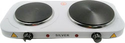 Silver LP27S Επιτραπέζια Εστία Εμαγιέ Διπλή Λευκή