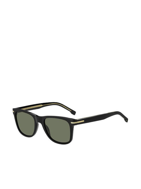 Hugo Boss Men's Sunglasses with Black Plastic Frame and Green Lens BOSS 1508/S 807/QT