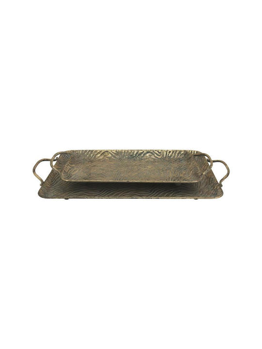 Fylliana Διακοσμητικός Δίσκος Metallic Rectangle Bronze 2τμχ