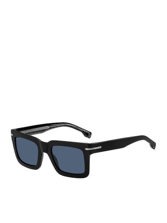 Boss Men's Sunglasses with Brown Tartaruga Plastic Frame and Blue Lens HG 1501/S INA/KU