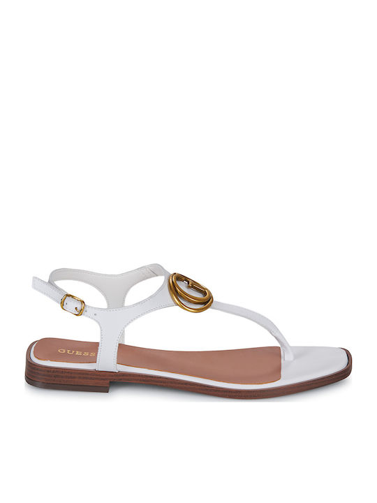 Guess Midy Sandale Casual Damă Din Piele Albă