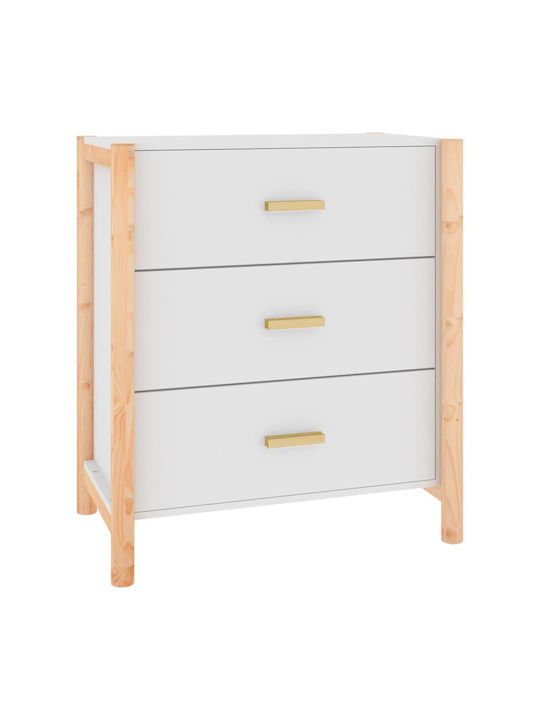 Ξύλινη Chest of Drawer with 3 Drawer White 62x38x70εκ.