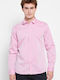 Funky Buddha Men's Shirt Long Sleeve Cotton Pink Mel