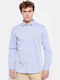 FBM007-01205 Langärmlig Baumwolle Hemd Sky Blue Mel