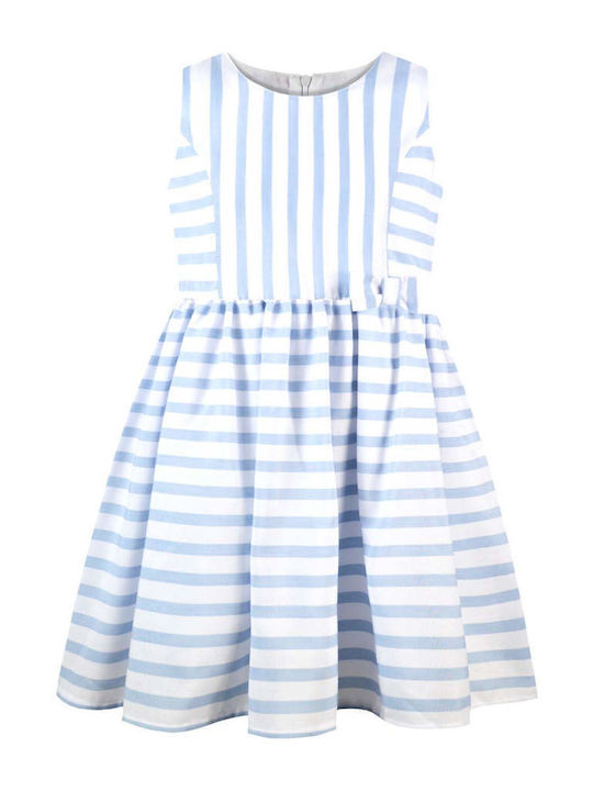 15-223321-7 Kinderkleid Ärmellos Gestreift Hellblau